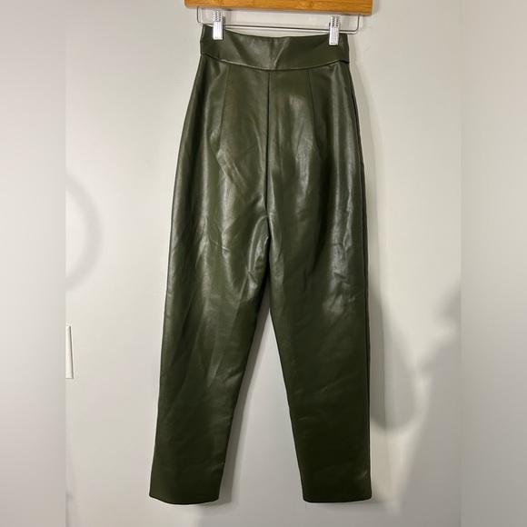 Majorelle Green Faux Leather High Rise Pants - Picture 6 of 6